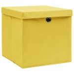 vidaXL Cutii depozitare cu capace, 10 buc., galben, 28x28x28 cm vidaXL Cutii depozitare cu capace, 10 buc., galben, 28x28x28 cm