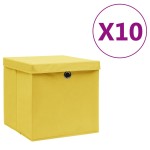 vidaXL Cutii depozitare cu capace, 10 buc., galben, 28x28x28 cm vidaXL Cutii depozitare cu capace, 10 buc., galben, 28x28x28 cm