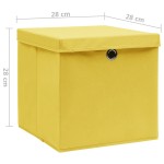 vidaXL Cutii depozitare cu capace, 10 buc., galben, 28x28x28 cm vidaXL Cutii depozitare cu capace, 10 buc., galben, 28x28x28 cm