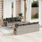 vidaXL Set mobilier de grădină cu perne, 8 piese gri deschis poliratan vidaXL Set mobilier de grădină cu perne, 8 piese gri deschis poliratan