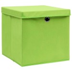 vidaXL Cutii depozitare cu capac, 4 buc., verde, 28x28x28 cm