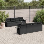 vidaXL Set mobilier de grădină cu perne, 9 piese, negru, poliratan vidaXL Set mobilier de grădină cu perne, 9 piese, negru, poliratan