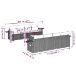 vidaXL Set mobilier de grădină cu perne, 9 piese, negru, poliratan
