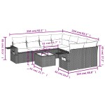 vidaXL Set mobilier de grădină cu perne, 9 piese, negru, poliratan
