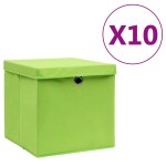 vidaXL Cutii depozitare cu capace, 10 buc., verde, 28x28x28 cm vidaXL Cutii depozitare cu capace, 10 buc., verde, 28x28x28 cm
