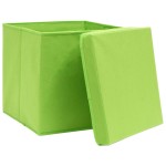 vidaXL Cutii depozitare cu capace, 10 buc., verde, 28x28x28 cm vidaXL Cutii depozitare cu capace, 10 buc., verde, 28x28x28 cm