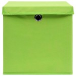 vidaXL Cutii depozitare cu capace, 10 buc., verde, 28x28x28 cm vidaXL Cutii depozitare cu capace, 10 buc., verde, 28x28x28 cm