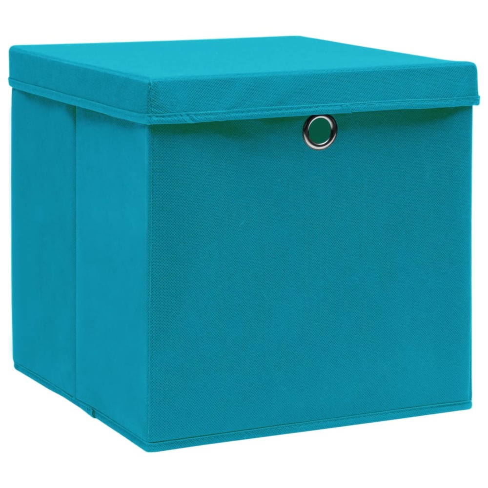 vidaXL Cutii depozitare cu capace, 10 buc., albastru, 28x28x28 cm