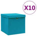 vidaXL Cutii depozitare cu capace, 10 buc., albastru, 28x28x28 cm vidaXL Cutii depozitare cu capace, 10 buc., albastru, 28x28x28 cm