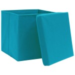 vidaXL Cutii depozitare cu capace, 10 buc., albastru, 28x28x28 cm vidaXL Cutii depozitare cu capace, 10 buc., albastru, 28x28x28 cm