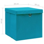 vidaXL Cutii depozitare cu capace, 10 buc., albastru, 28x28x28 cm vidaXL Cutii depozitare cu capace, 10 buc., albastru, 28x28x28 cm