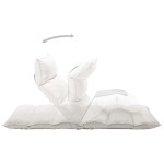 vidaXL Scaun de podea pliabil, crem, material textil vidaXL Scaun de podea pliabil, crem, material textil