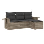 vidaXL Set canapea de grădină cu perne, 4 piese, gri deschis poliratan vidaXL Set canapea de grădină cu perne, 4 piese, gri deschis poliratan