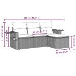 vidaXL Set canapea de grădină cu perne, 4 piese, gri deschis poliratan vidaXL Set canapea de grădină cu perne, 4 piese, gri deschis poliratan