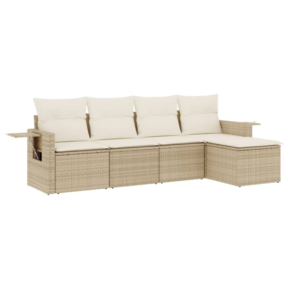 vidaXL Set canapele de grădină cu perne, 5 piese, bej, poliratan