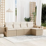 vidaXL Set canapele de grădină cu perne, 5 piese, bej, poliratan vidaXL Set canapele de grădină cu perne, 5 piese, bej, poliratan