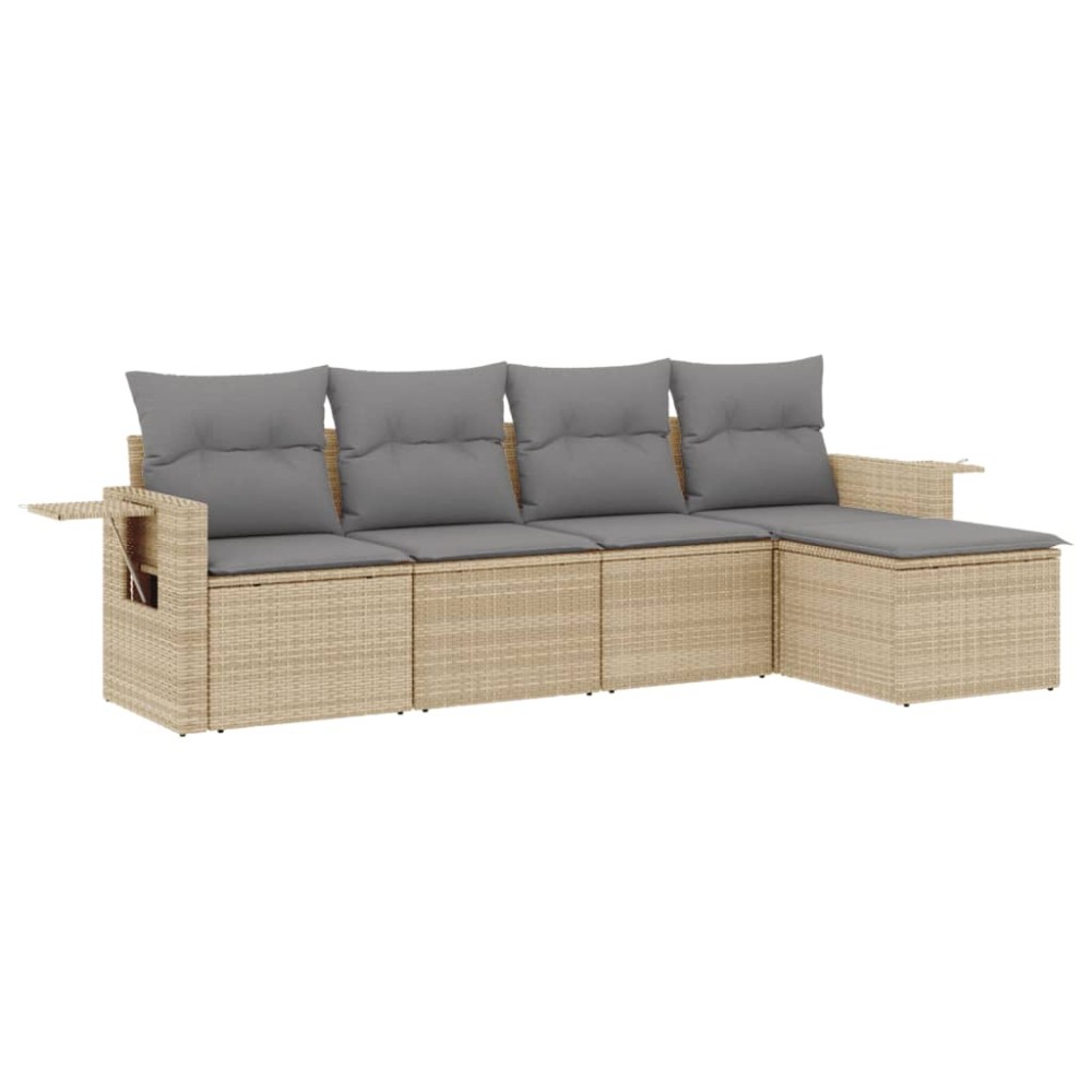 vidaXL Set canapele de grădină cu perne, 5 piese, bej, poliratan