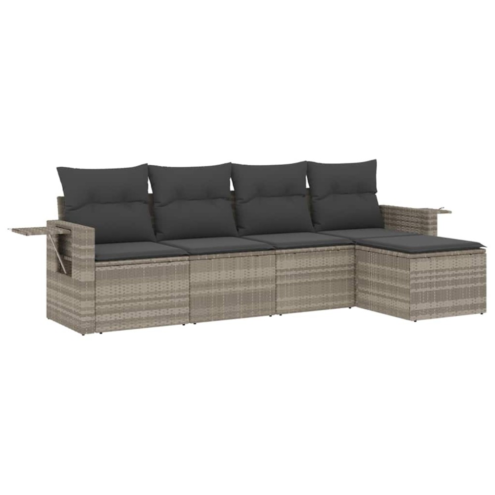 vidaXL Set canapele de grădină cu perne, 5 piese gri deschis poliratan
