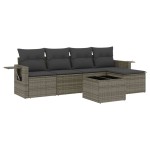 vidaXL Set mobilier grădină cu perne, 6 piese, gri, poliratan vidaXL Set mobilier grădină cu perne, 6 piese, gri, poliratan