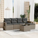 vidaXL Set mobilier grădină cu perne, 6 piese, gri, poliratan vidaXL Set mobilier grădină cu perne, 6 piese, gri, poliratan