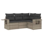 vidaXL Set canapea de grădină cu perne, 4 piese, gri deschis poliratan vidaXL Set canapea de grădină cu perne, 4 piese, gri deschis poliratan