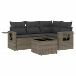 vidaXL Set canapea de grădină cu perne, 5 piese, gri, poliratan vidaXL Set canapea de grădină cu perne, 5 piese, gri, poliratan