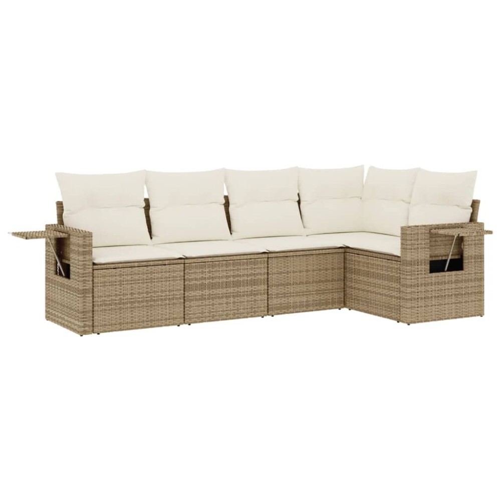 vidaXL Set canapele de grădină cu perne, 5 piese, bej, poliratan