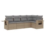vidaXL Set canapele de grădină cu perne, 5 piese, bej, poliratan