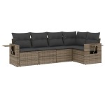 vidaXL Set canapea de grădină cu perne, 5 piese, gri, poliratan vidaXL Set canapea de grădină cu perne, 5 piese, gri, poliratan