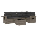 vidaXL Set mobilier grădină cu perne, 6 piese, gri, poliratan