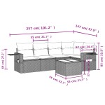 vidaXL Set mobilier grădină cu perne, 6 piese, gri, poliratan