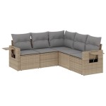 vidaXL Set canapele de grădină cu perne, 5 piese, bej, poliratan