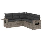 vidaXL Set canapea de grădină cu perne, 5 piese, gri, poliratan vidaXL Set canapea de grădină cu perne, 5 piese, gri, poliratan