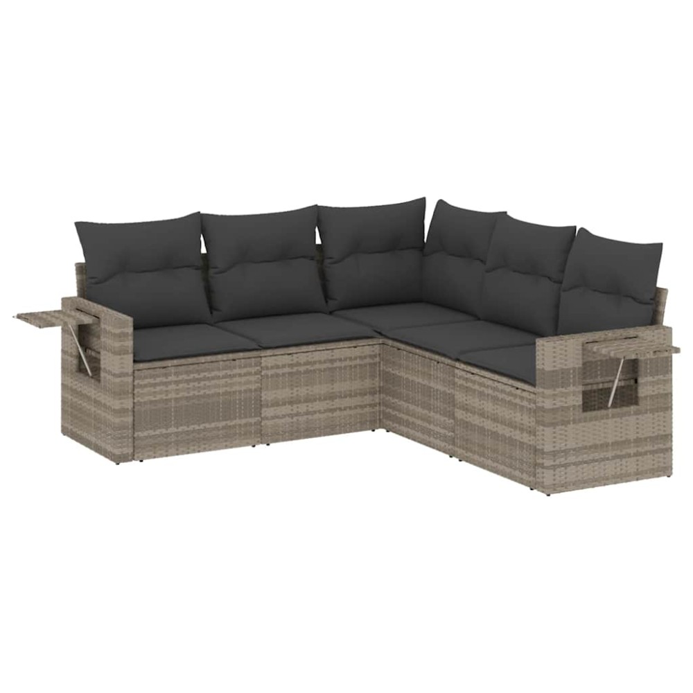 vidaXL Set canapele de grădină cu perne, 5 piese gri deschis poliratan