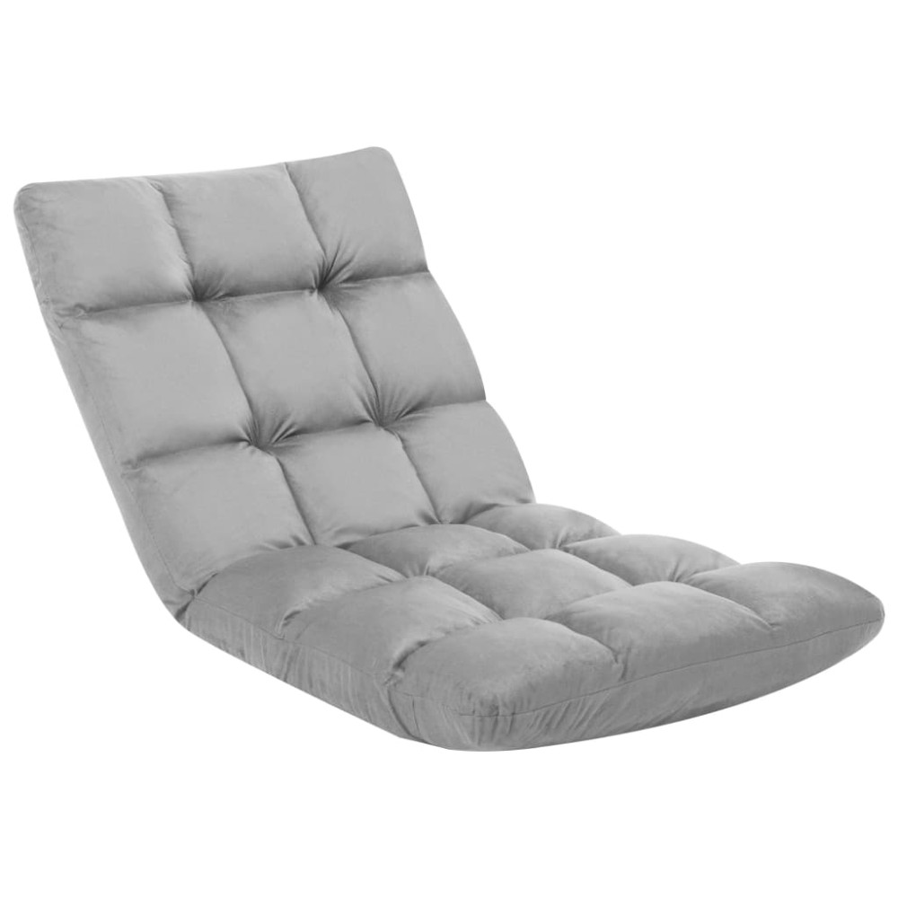 vidaXL Scaun de podea pliabil, gri deschis, microfibră