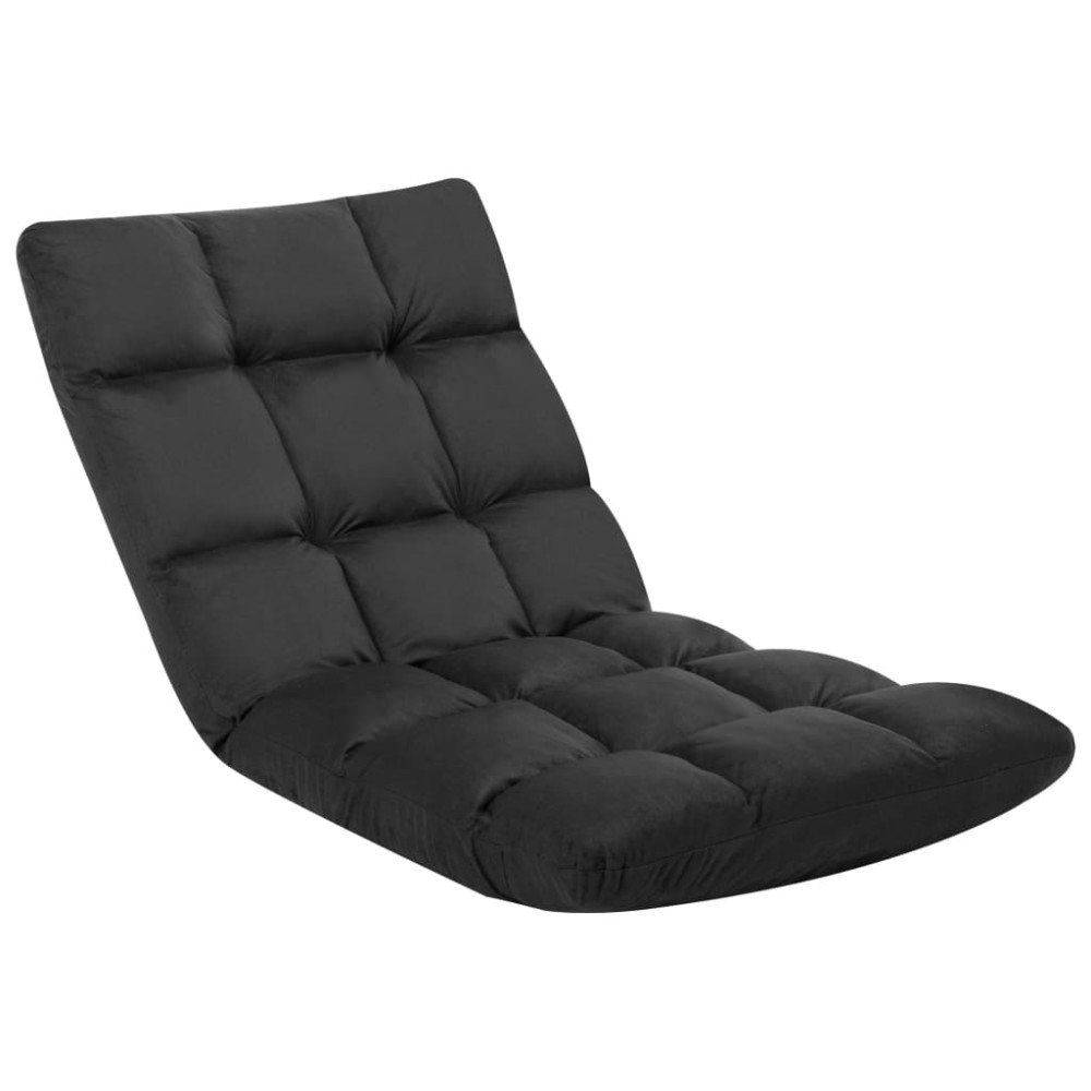 vidaXL Scaun de podea pliabil, negru, microfibră