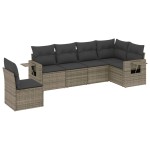 vidaXL Set mobilier grădină cu perne, 6 piese, gri, poliratan