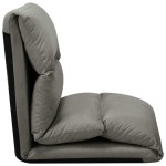 vidaXL Scaun de podea pliabil, gri închis, microfibră vidaXL Scaun de podea pliabil, gri închis, microfibră