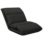 vidaXL Scaun de podea pliabil, negru, microfibră vidaXL Scaun de podea pliabil, negru, microfibră