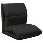 vidaXL Scaun de podea pliabil, negru, microfibră vidaXL Scaun de podea pliabil, negru, microfibră