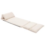 vidaXL Scaun de podea pliabil, crem, microfibră vidaXL Scaun de podea pliabil, crem, microfibră