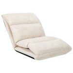 vidaXL Scaun de podea pliabil, crem, microfibră vidaXL Scaun de podea pliabil, crem, microfibră