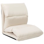 vidaXL Scaun de podea pliabil, crem, microfibră vidaXL Scaun de podea pliabil, crem, microfibră