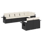vidaXL Set mobilier de grădină cu perne, 8 piese, negru, poliratan vidaXL Set mobilier de grădină cu perne, 8 piese, negru, poliratan