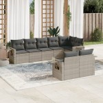 vidaXL Set mobilier de grădină cu perne, 8 piese gri deschis poliratan vidaXL Set mobilier de grădină cu perne, 8 piese gri deschis poliratan