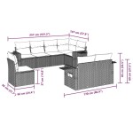 vidaXL Set mobilier de grădină cu perne, 8 piese, negru, poliratan