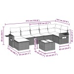 vidaXL Set mobilier de grădină cu perne, 8 piese, negru, poliratan