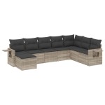 vidaXL Set mobilier de grădină cu perne, 8 piese gri deschis poliratan