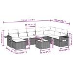 vidaXL Set mobilier de grădină cu perne, 9 piese, negru, poliratan