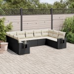 vidaXL Set mobilier de grădină cu perne, 9 piese, negru, poliratan vidaXL Set mobilier de grădină cu perne, 9 piese, negru, poliratan
